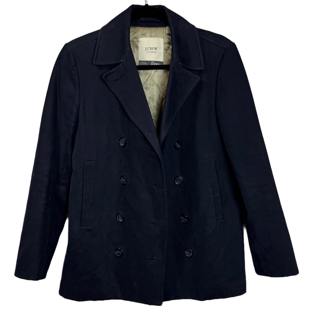 J. Crew Durable Outerwear Navy Double Breasted Coat sz XS